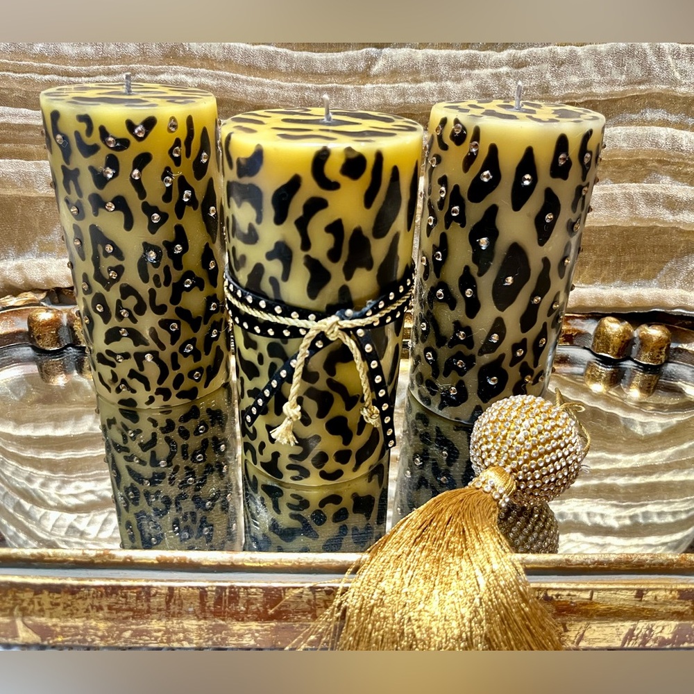 Leopard Print Decorative Candle Set